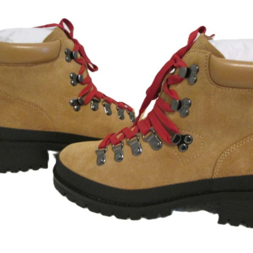 NIB AEROSOLES Camel Suede Sport Cruz Hiking Booties Red Shoelaces Women’s 5.5